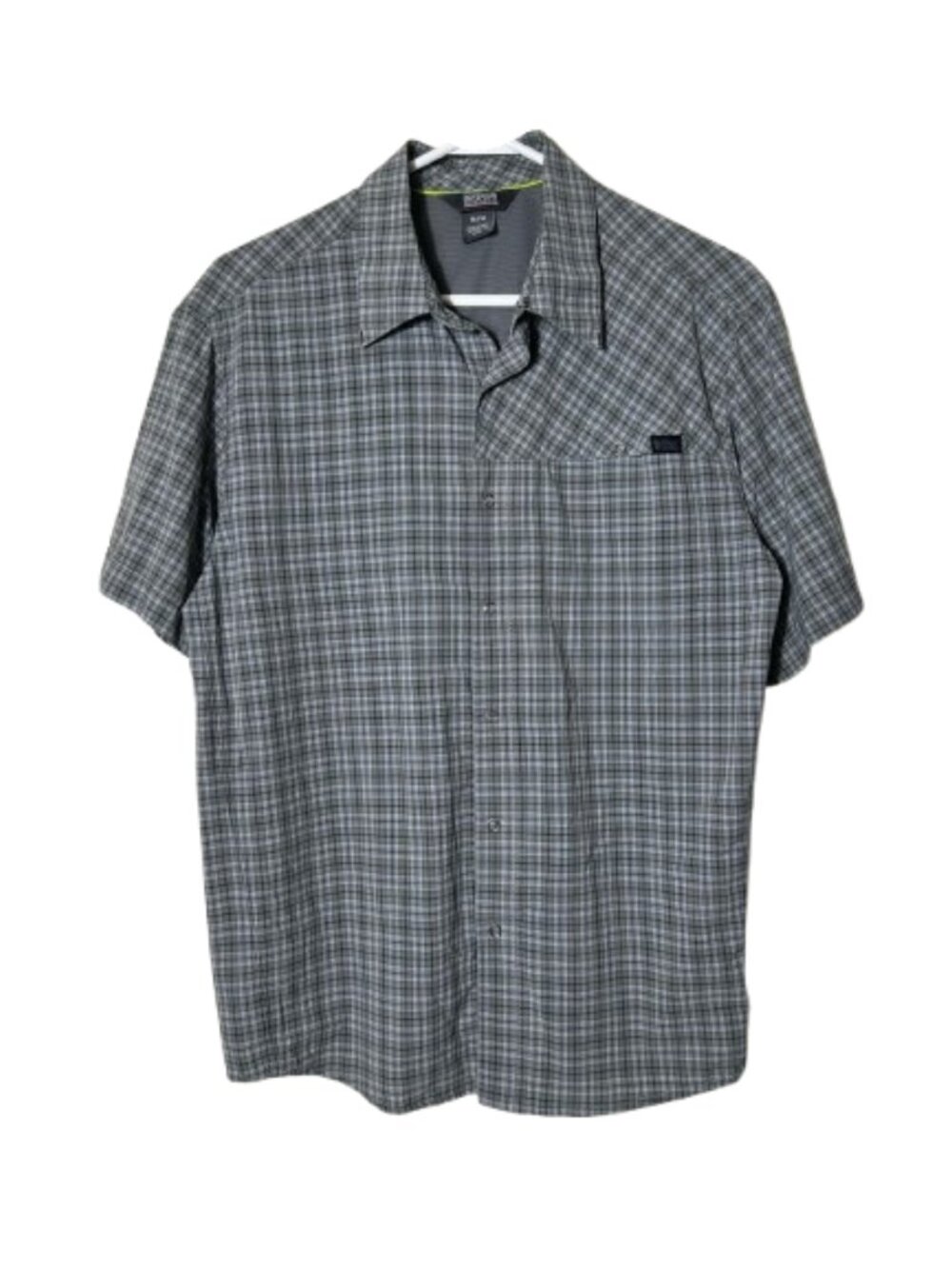 Outdoor Research gray plaid short sleeve lightweight nylon shirt men's M